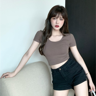 GO!BJ1120 Baju Atasan Kaos korean Wanita Sexy Crop Top Crop Tee Lengan Pendek Wanita Kekinian Fashion