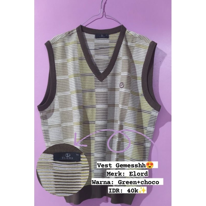 Vest Rajut Green Choco | Vest Lucu | Vest Vintage | Vest Retro