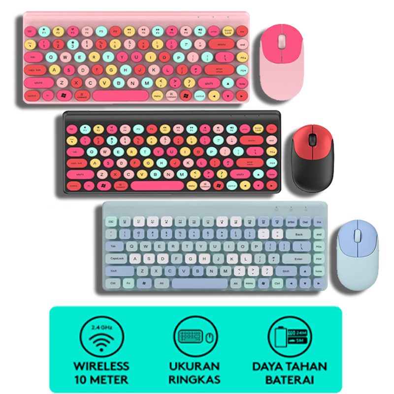 Macaron Keyboard Mouse Wireless Set 2.4G Colorful iDou Wireless Colorful Keyboard