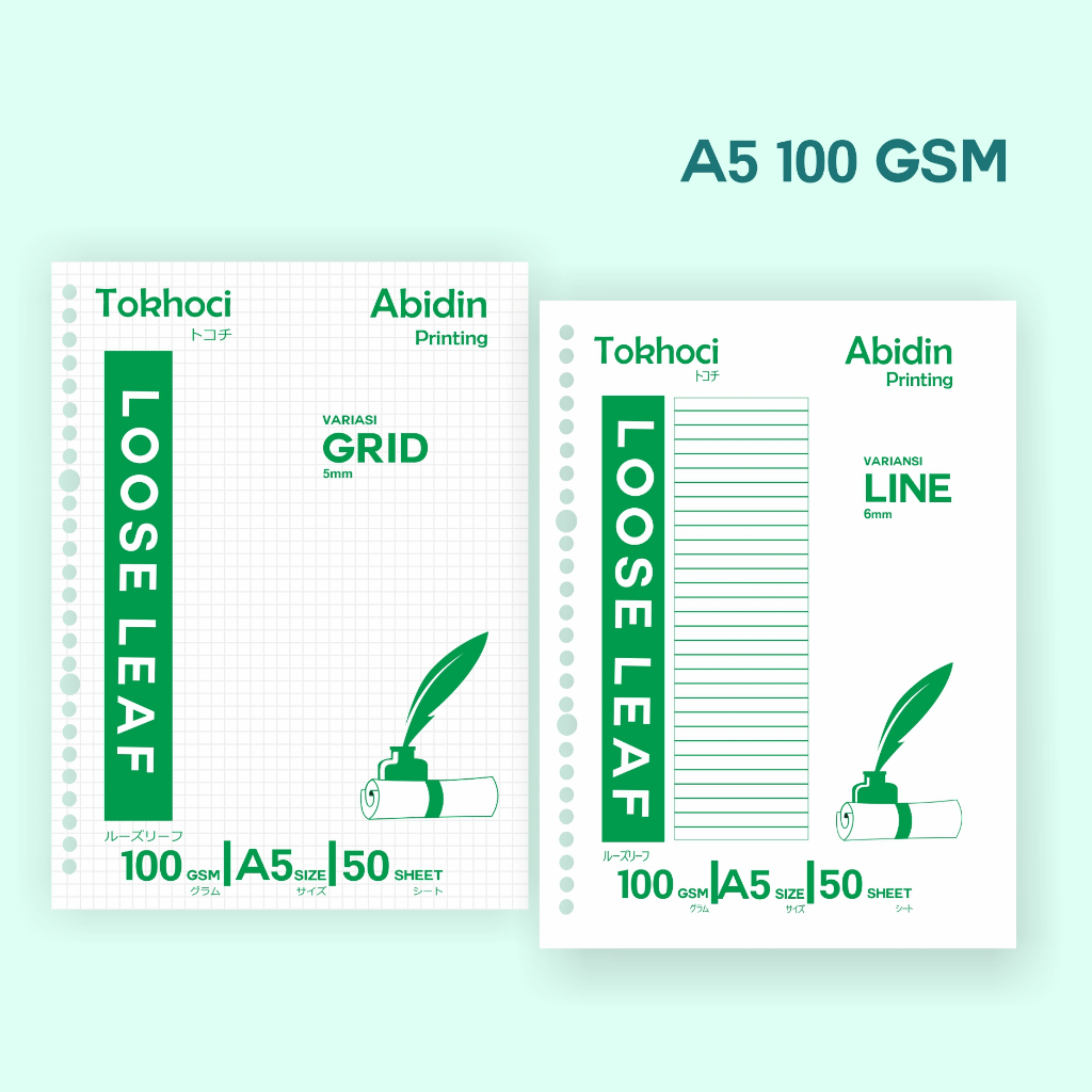 

Loose Leaf Isi Binder A5 100 gsm Grid/Dotted/Line/Polos Free Kardus Min 6 Pcs