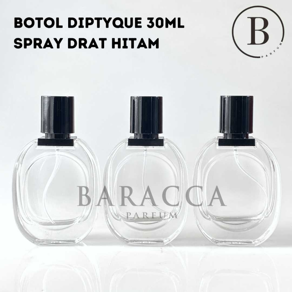 Botol Parfum Diptyque 30ML Drat Hitam - Botol Parfum Oval 30ML - Botol Parfum 30ML