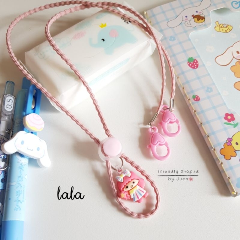 STRAP MASKER ANAK PEREMPUAN - DEWASA  KIKI - LALA - POCHACCO BLUE - KITTY PINKY - MELODY PINKY / KALUNG MASKER / TALI MASKER / LANYARD MASK STOPER 2IN1