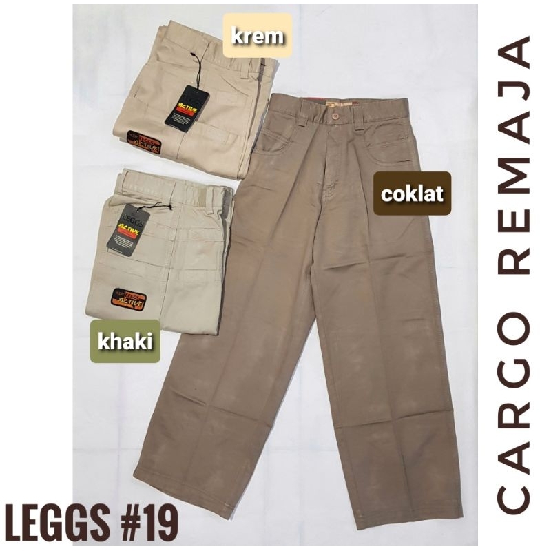 celana cargo panjang anak remaja laki cowo leggs LGS ori khaki cokelat krem LG 19