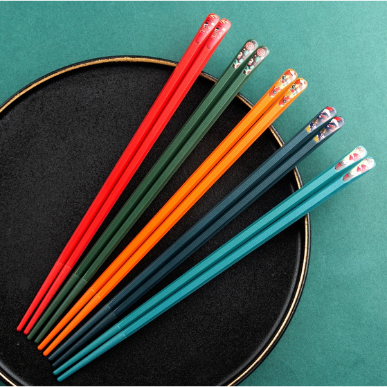 Sumpit Premium Family Isi 5 Pasang Kartun Chopsticks Anti Lengket Anti Panas