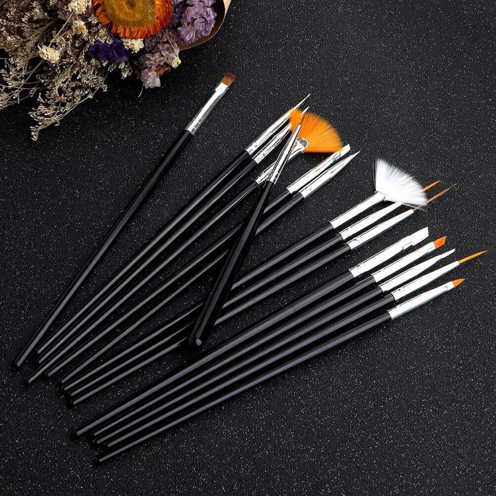 MAANGE 15pcs Nail Art Brush Set, Double Ended Fine Nail Liner Brush Dotting Pen Painting Tools for Salon at Home DIY Manicure Cake Painting Brushes 1349