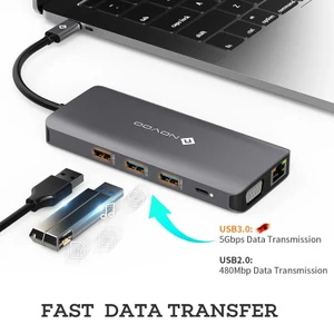 NOVOO Type C 11-port hub USB C Docking Station Triple FajStore