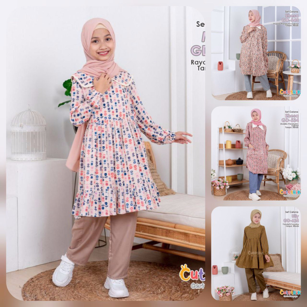 Set Celana Maira Cutetrik GD617 Set Celana Shesa9 GD540 GD534 Cutetrik  Setelan Celana anak perempua