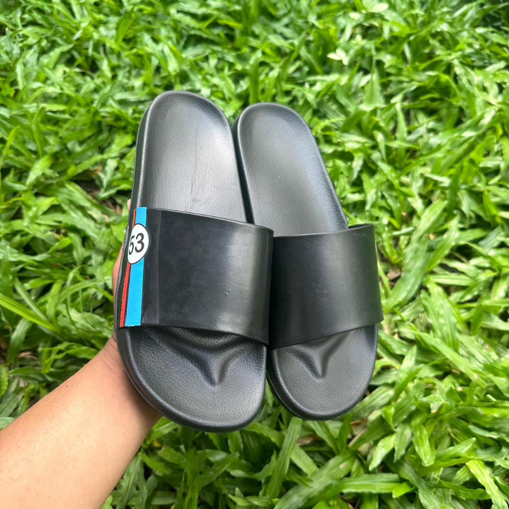 Sandal slop distro pria kekinian premium grade ori | Sendal karet cowok anti slip murah | Selop laki-laki cewek unisex | A