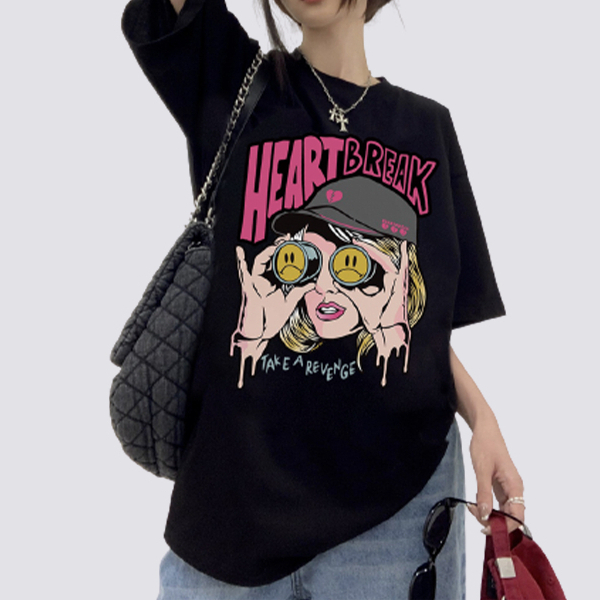 XiaoZhaiNv Kaos Atasan Oversize Wanita Girl Anime Avatar Pattern Lengan Pendek A0919