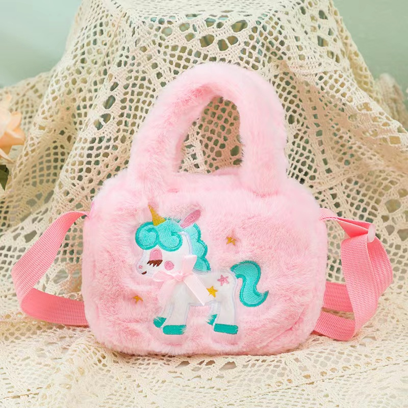 Baru tas persegi kecil lucu tas tangan anak-anak kartun unicorn tas bahu persegi mewah TK gadis Messenger