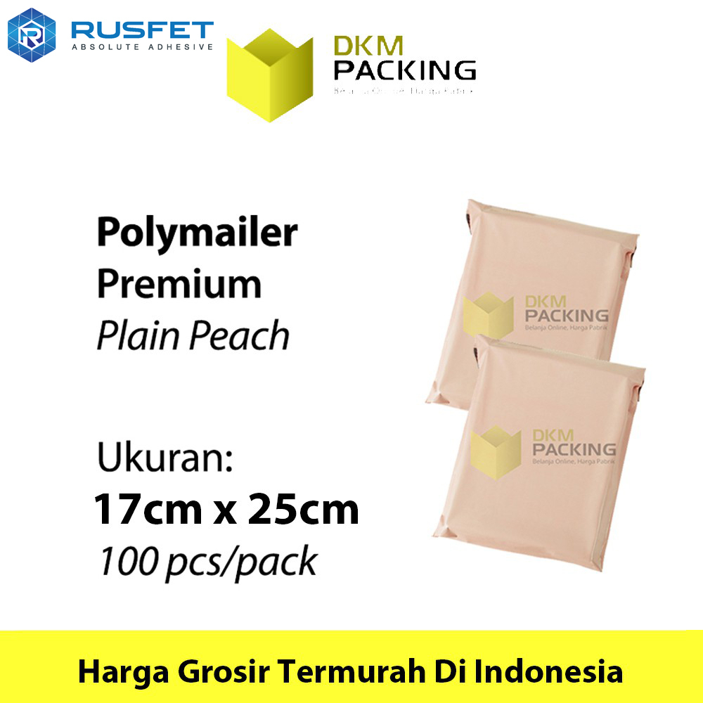 

Amplop Plastik Packing 17x25cm Polimailer RUSFET Polymailer PREMIUM TERMURAH Peach / PACK