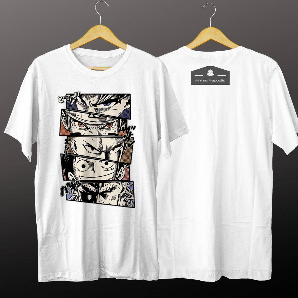 Kaos Anime Republic Naruto Goku Saitama Luffy Face Premium Quality