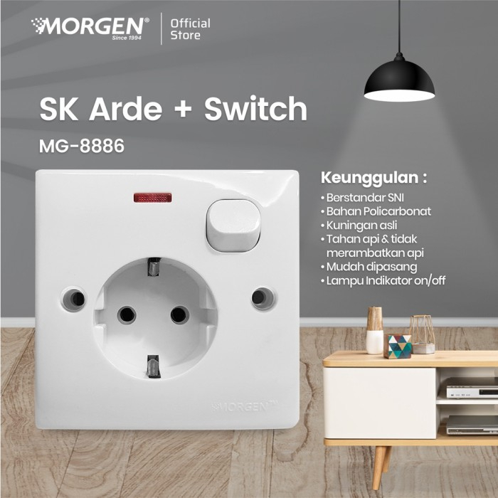 MG-8886 Stop Kontak Arde + Engkel MORGEN IB Tipe C - MG-8886