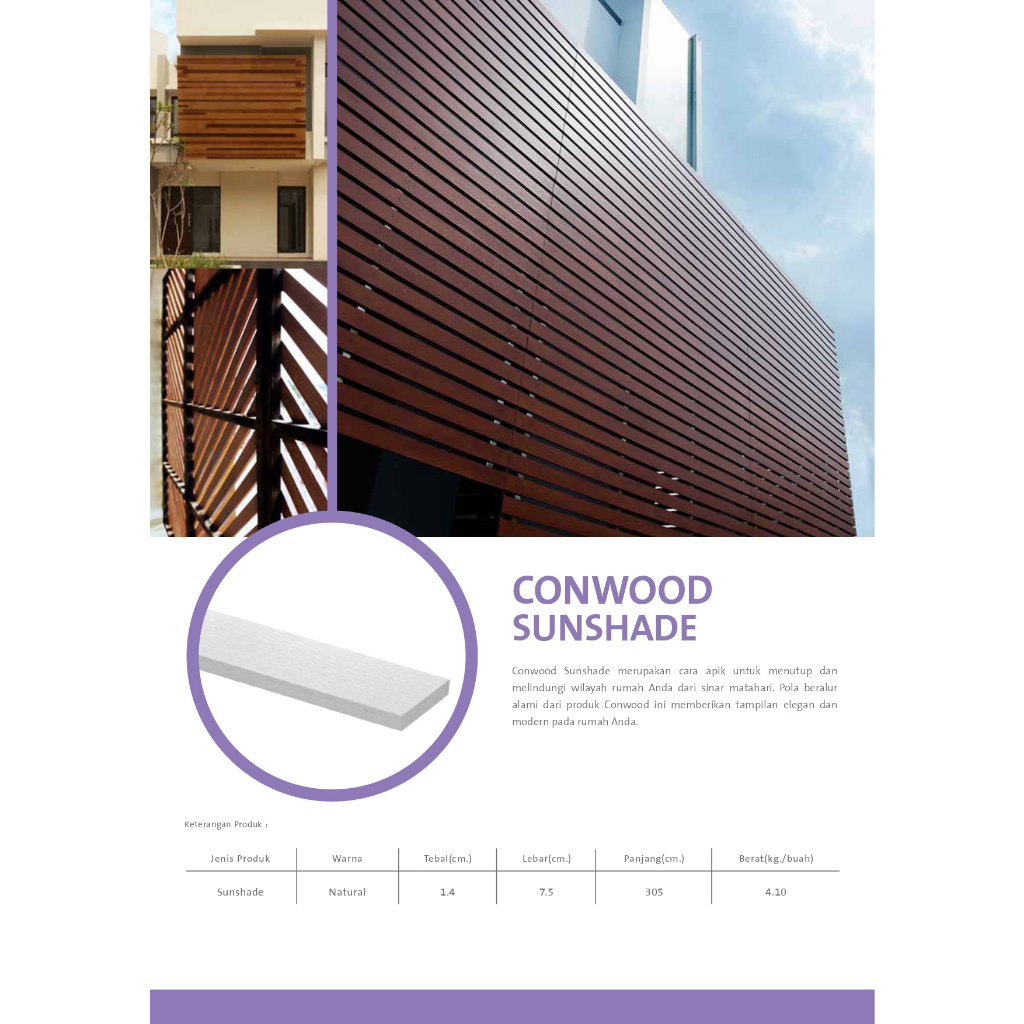 Conwood Sunshade Nuansa Kayu Tahan Segala Cuaca Panjang 305cm