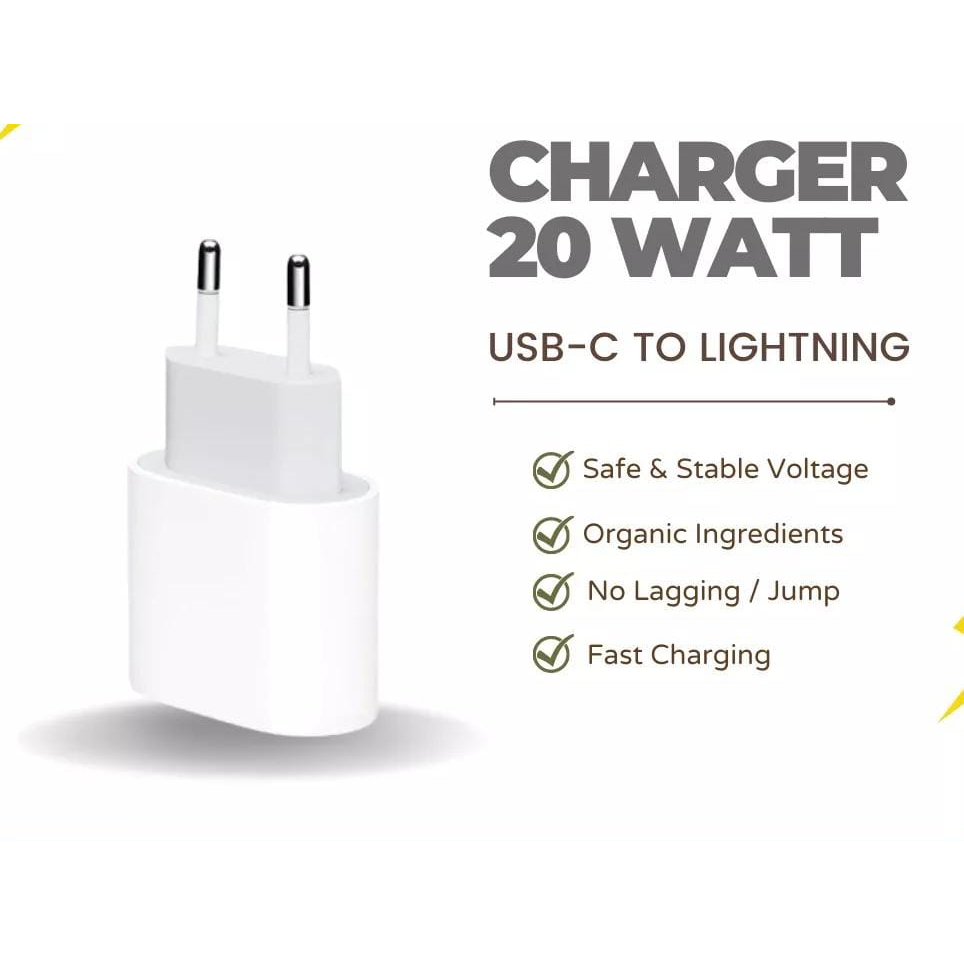 FULL GARANSI !! CHARGER ADAPTER 18 W / 20 WATT + CABLE C TO LIGHTNING SUPPORT SERIES 14 13 PM 12 PM 11