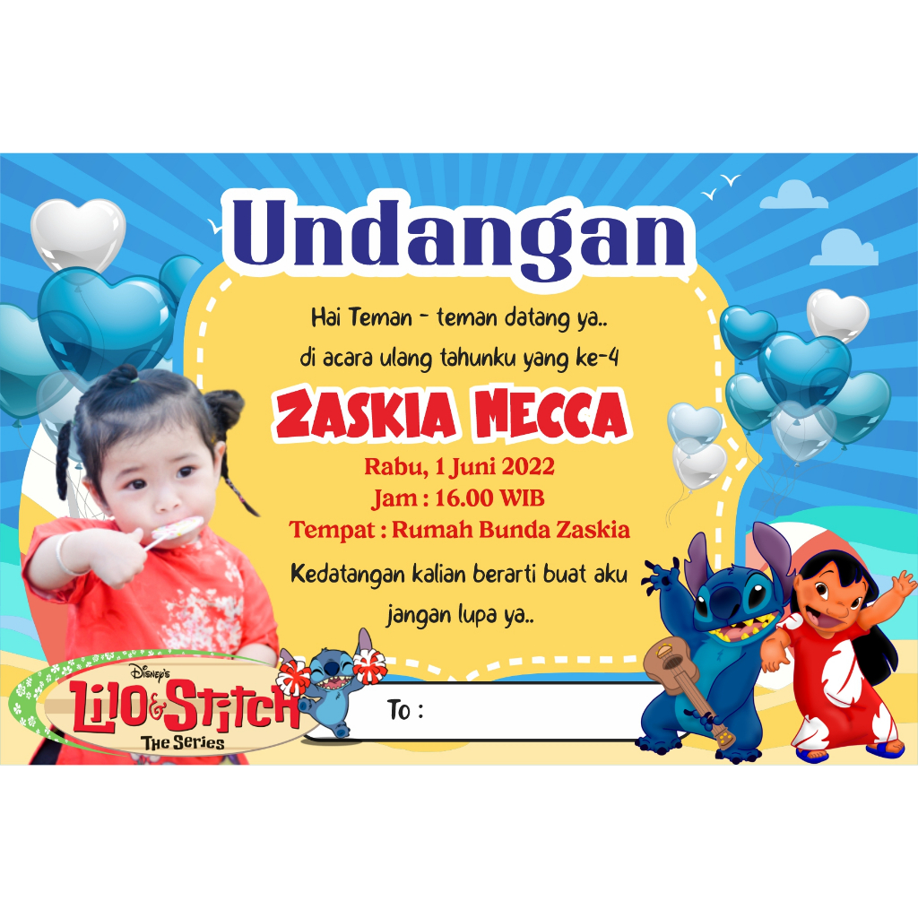 Undangan Ulang Tahun Anak/Undangan Tasyakuran/tema cewek