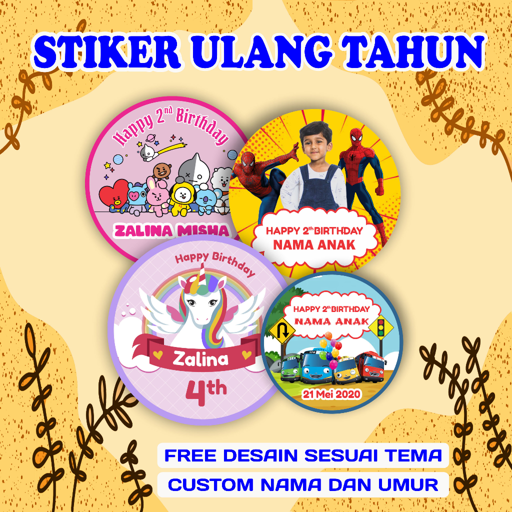 Stiker Label Ulang Tahun/Ultah anak/Stiker souvenir ultah