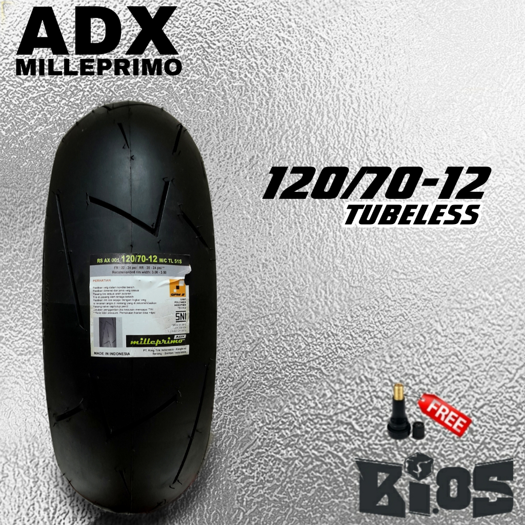 BAN ADX MILLEPRIMO TUBELESS BAN RACING VESPA MATIC RING 12 UKURAN 110/70-12 / 120/70-12 / 130/70-12 BAN VESPA PRIMAVERA SPRINT LX S BAN DONAT SCOOPY FREEGO FAZIO