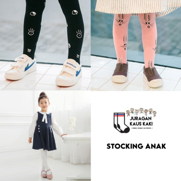 Tights Anak Impor Kids S Motif Mata Bayi Stocking Promo Baby Polos Tebal Legging Hitam - Diskon