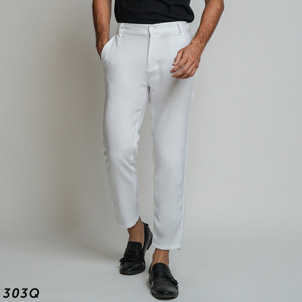 HSRM Celana Dapper Ankle Pants White 303 Q | Celana Formal Ankle Pants Pria