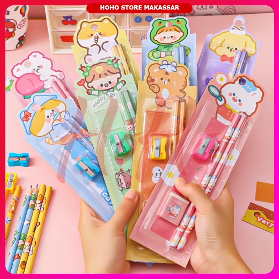

Set Alat Tulis 5 in 1 Karakter Lucu Alat Tulis Set Mini Stationary Perlengkapan Sekolah Anak Lucu - AT51
