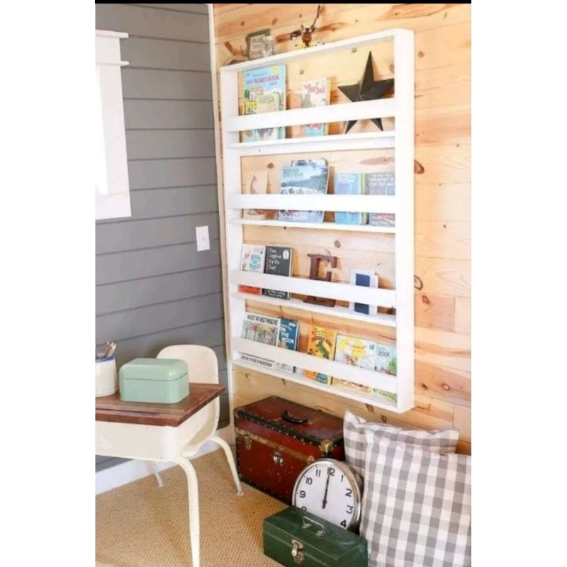 Rak Buku Gantung Tempel Dinding Estetik Rak Etalase Rokok Kutek Kosmetik Serbaguna 4 Susun