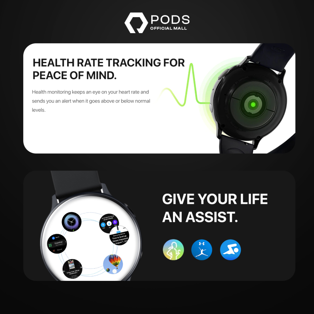 TheWatch Active 2 Bluetooth Smartwatch for IOS &amp; Android - Full Touch Screen Phone Call IP68 Waterproof - for Sports Activity, Calories Count, Body Temperature - by PodsIndonesia