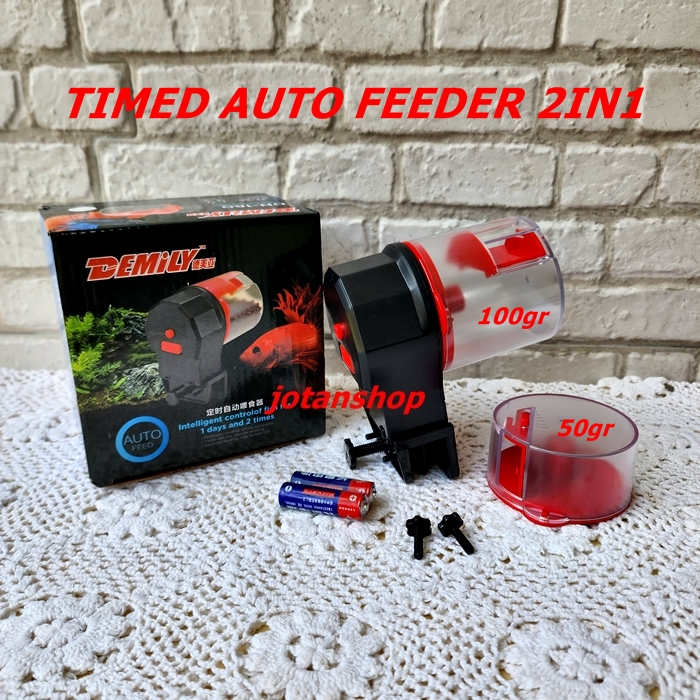 DEMILY DH180 DH 180 FOOD TIMER ALAT MESIN AUTO FISH FEEDER PEMBERI PAKAN MAKAN IKAN OTOMATIS AQUARIUM 2IN1