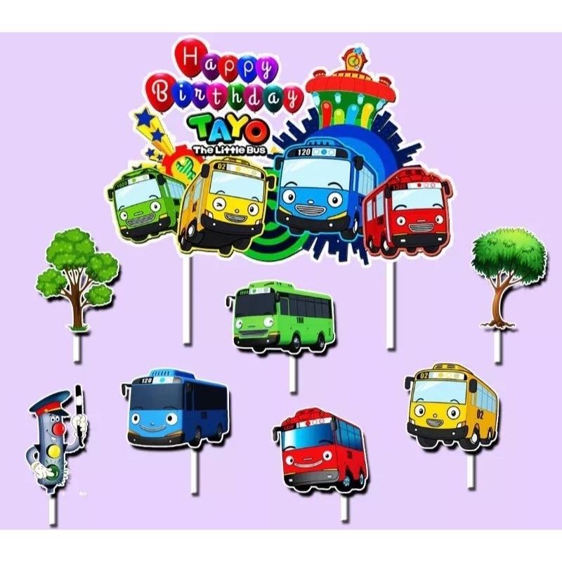 topper tusukan hiasan kue cake ulang tahun happy birthday karakter tayo