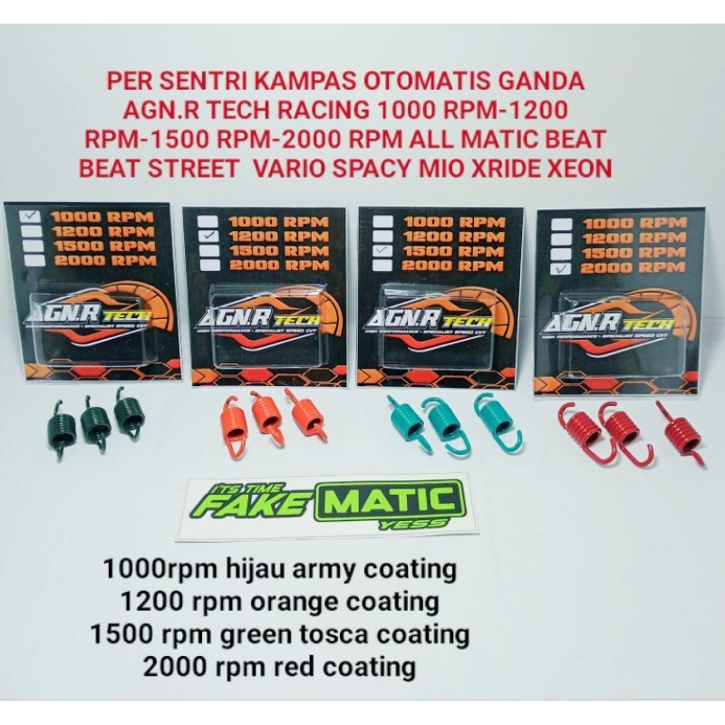 PER SENTRI KAMPAS OTOMATIS GANDA AGN.R TECH RACING 1000 RPM-1200 RPM-1500 RPM-2000 RPM ALL MATIC BEAT BEAT STREET  VARIO SPACY MIO XRIDE XEON