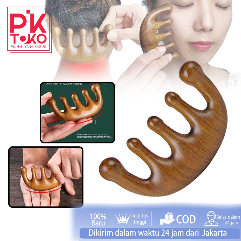 sisir pijat kepala bahan kayu cendana/terapi pijat kepala alat pijat/ rileksasi, kesehatan, olahraga