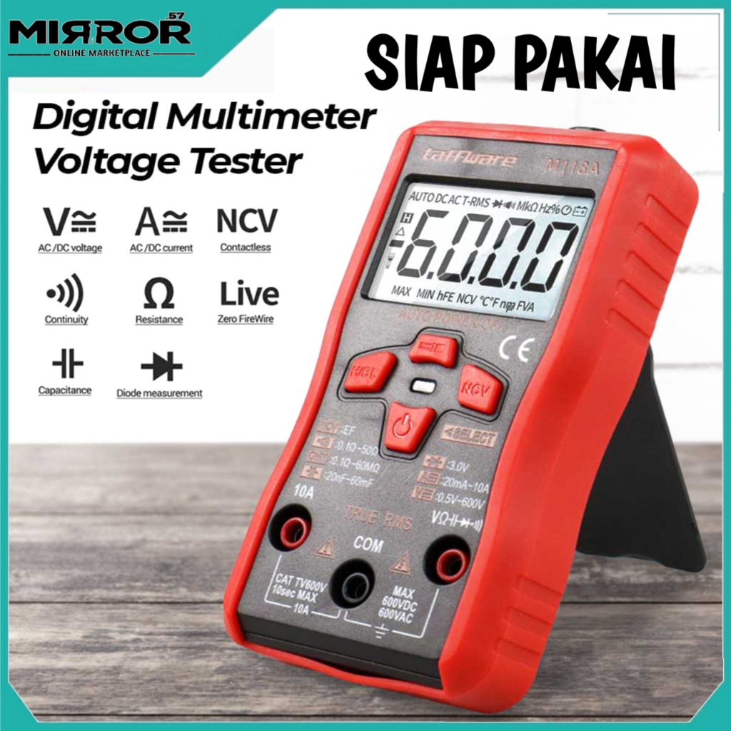 Multimeter Digital LCD Alat Ukur Tegangan Arus, Hambatan Listrik AC/DC Voltage Dengan Senter - M118A