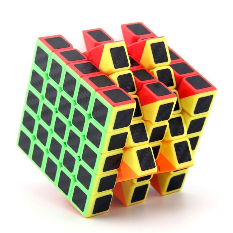 Rubik 5x5 Moyu Meilong 5x5 Carbon Fiber Stickerless sticker carbon Hitam ORIGINAL