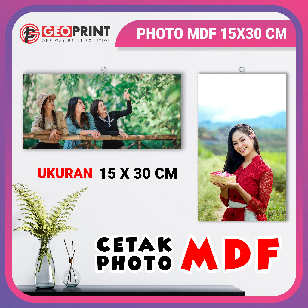 CETAK FOTO KAYU MDF 15X30 CM CUSTOM | HIASAN DINDING FOTO SENDIRI | CETAK FOTO PLUS BINGKAI