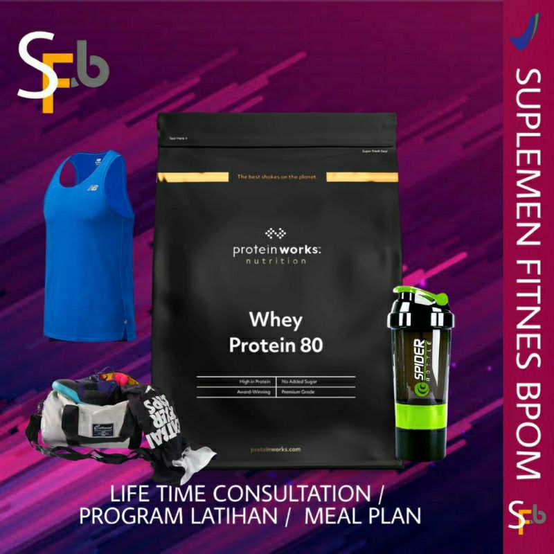 THE PROTEIN WORKS WHEY PROTEIN 80 2000 GR 2 KG SUPLEMEN GYM MAKANAN OLAHRAGA KESEHATAN MY PROTEIN