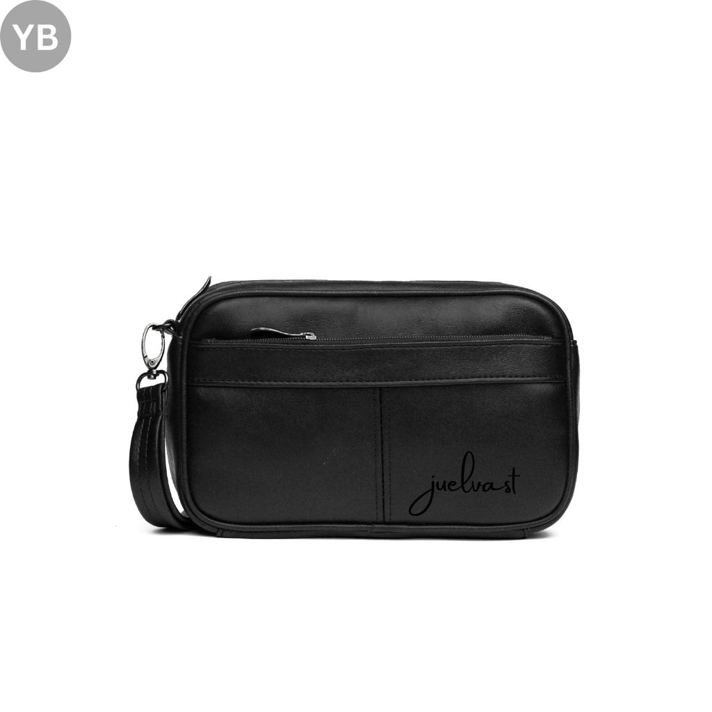 Clutch Pria Wanita / Clutch Kulit / Pouch / Handbag / Wristlet / Premium / Kulit PU Leather Hitam Coklat