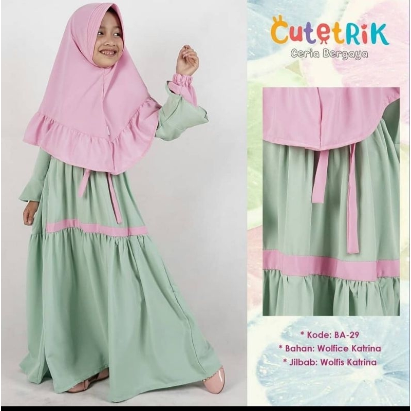 ‼️MURAH BANGET‼️ (Size 5-7 Tahun) Gamis Set Jilbab Polos Anak Perempuan Quila Quila | Setelan Rok Ka