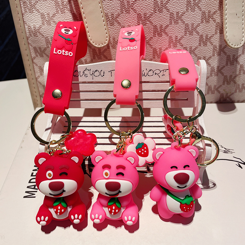 Set Gantungan Kunci Mobil Motor KeyChain Liontin Tas motif Kartun Lotso Melody Kuromi Hadiah Pasangan