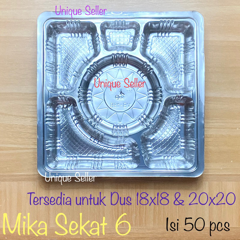 [50 pcs] Mika Sekat 6 Bulat VIP uk 18 20 untuk Dus Nasi 18x18 20x20 isi 50 / Mika Sekat 6 VIP 20B untuk Dus Nasi uk 20