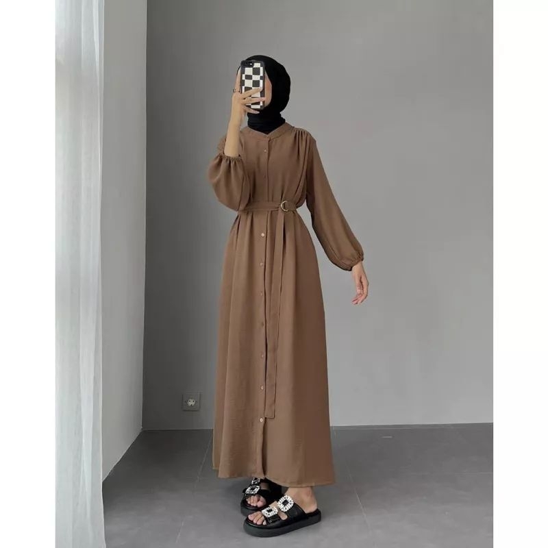 Ysabina Dress Remaja Gamis Cringkle LD 110 Full kancing