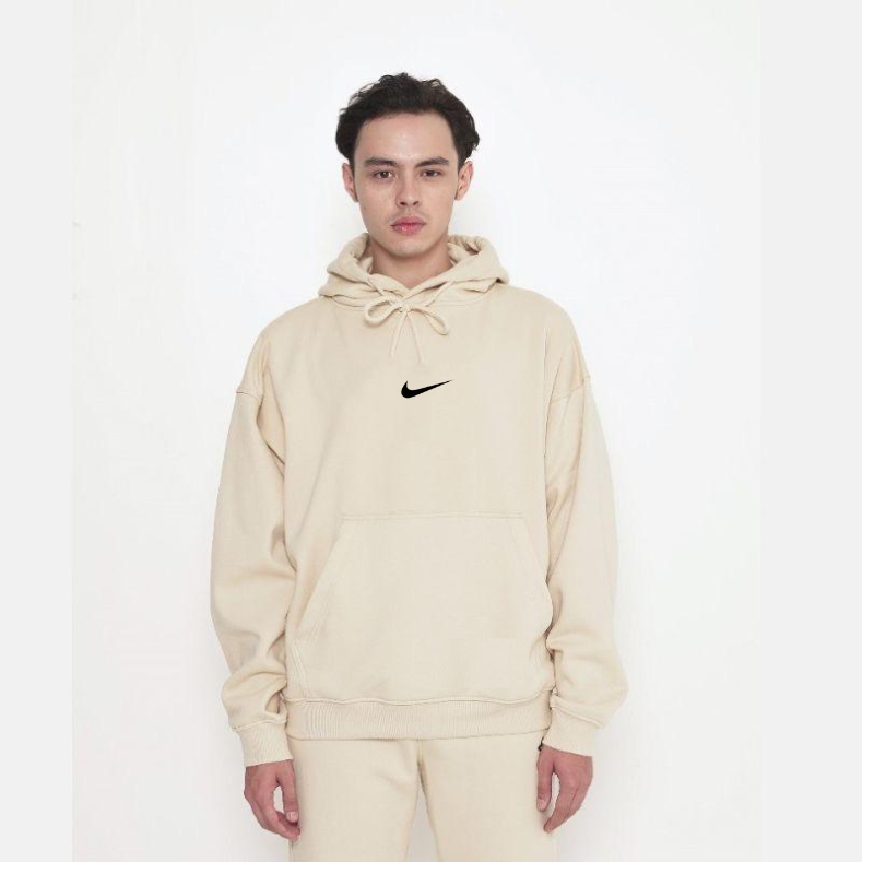 HOODIE PRIA NIKE SAGE GREEN SABLON LOGO FLOKING MURAH