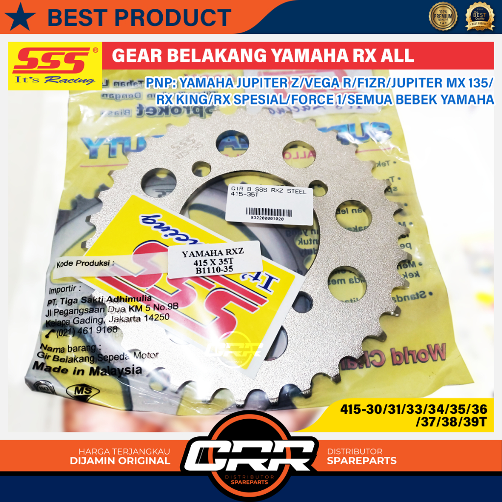 Gir Gear Belakang SSS 415/428 RX King Jupiter Z Vega R Jupiter MX135 MX New RXZ F1ZR Ukuran 415 Depa