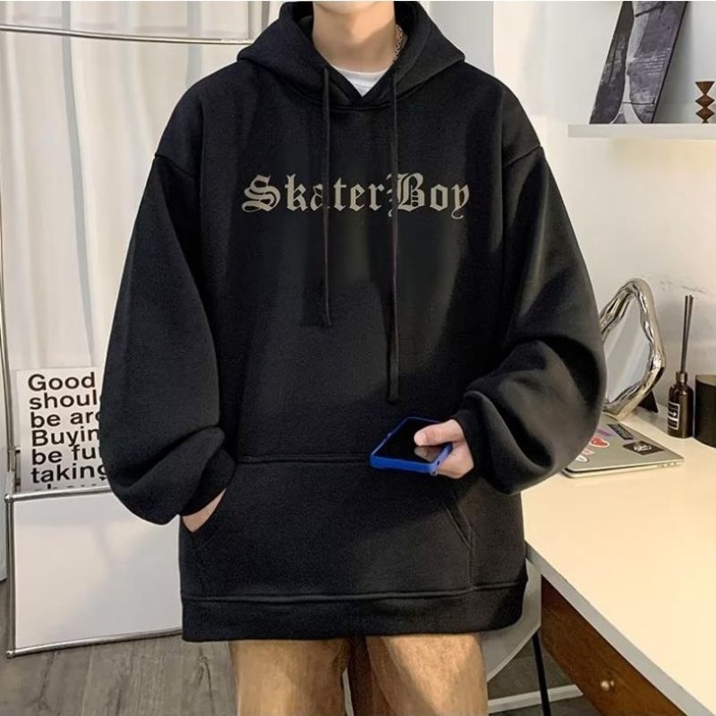 Hoodie Jumper SKATER BOY (S - 6XL) Bigsize Unisex S M L XL 2XL 3XL 4XL 5XL 6XL Streetwear Skateboard Hip Hop Urban Style Korean Style Jaket Hitam Putih Krem Cream Soft Big Size Jaketin.aja