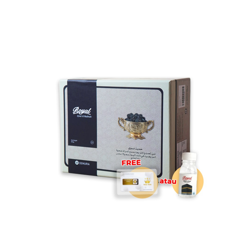 

Kurma Royal Ajwa Al Madinah 850g Premium + Free Zam Zam Water 50ml