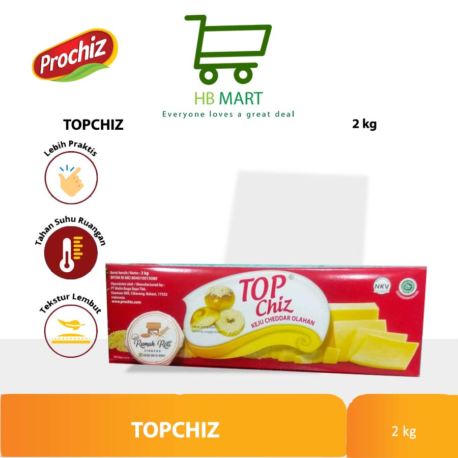 

KEJU TOP CHIZ 2KG PROCESSED CHEDDAR CHEESE 2 KG BLOK CHESE TOPCHIZ