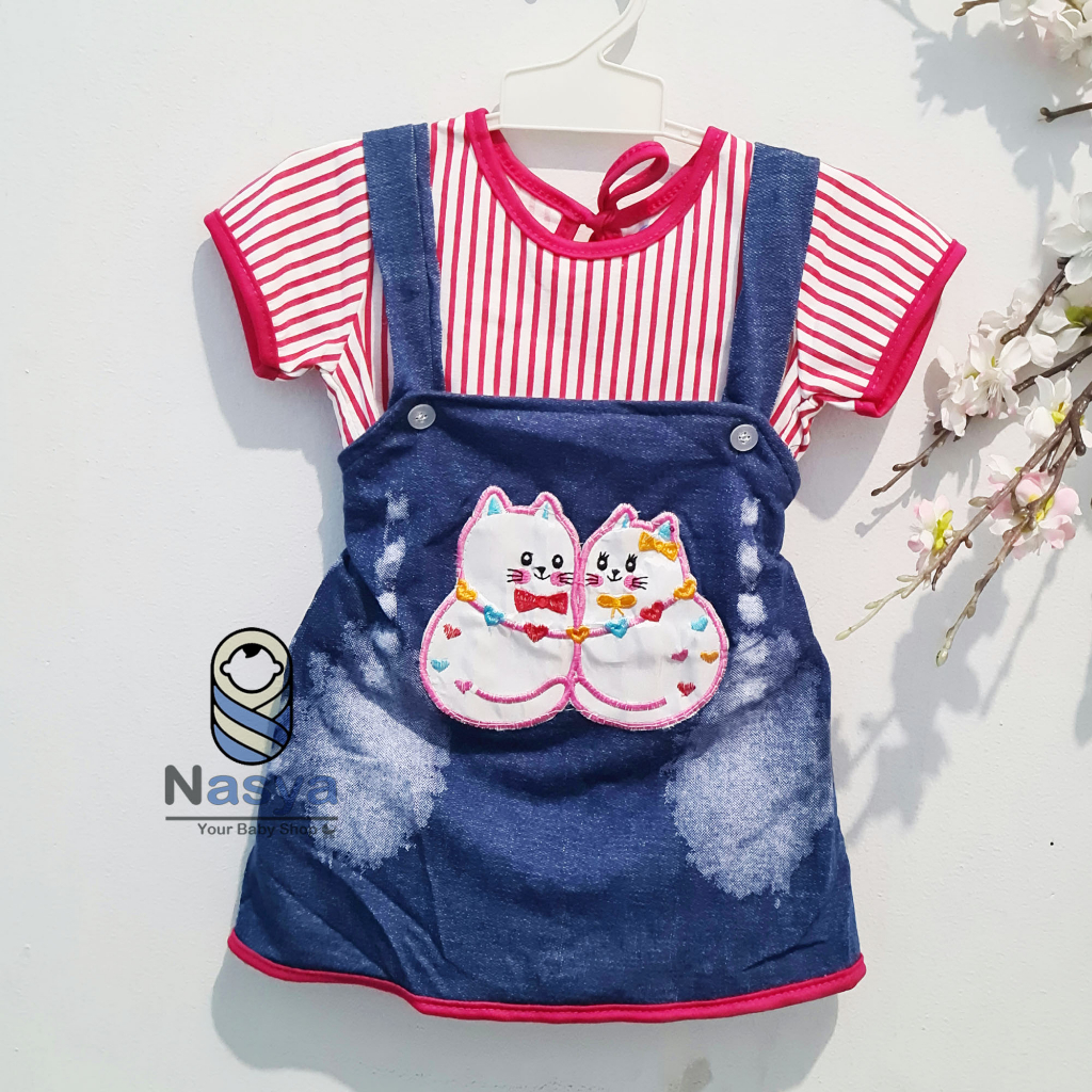 [KK-019] Dress Bayi Perempuan / Bayi bayi perempuan model kodok Denim