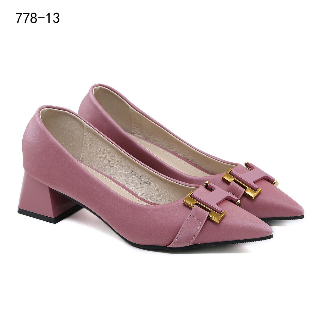 778-13 H-Logo Block Heels Shoes