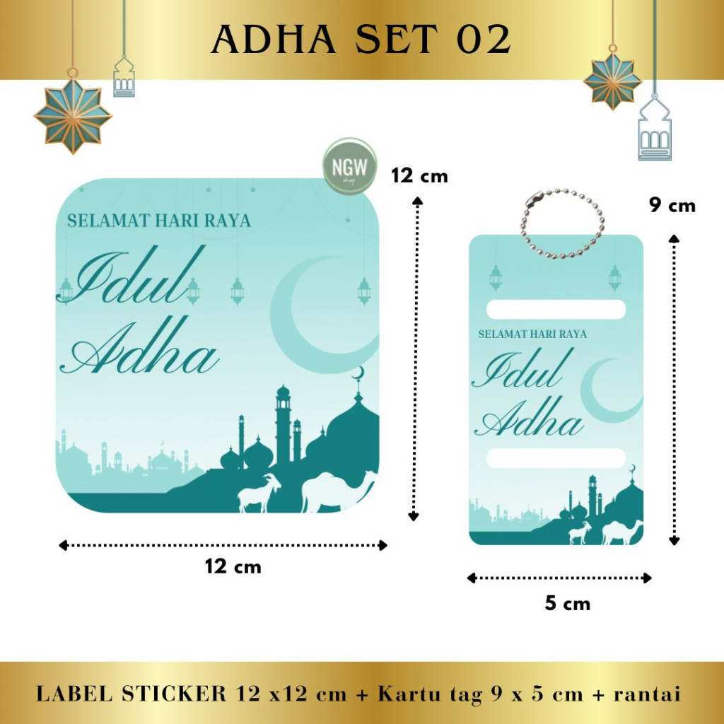 IDUL ADHA SET label sticker + kartu + rantai hampers hantaran kado