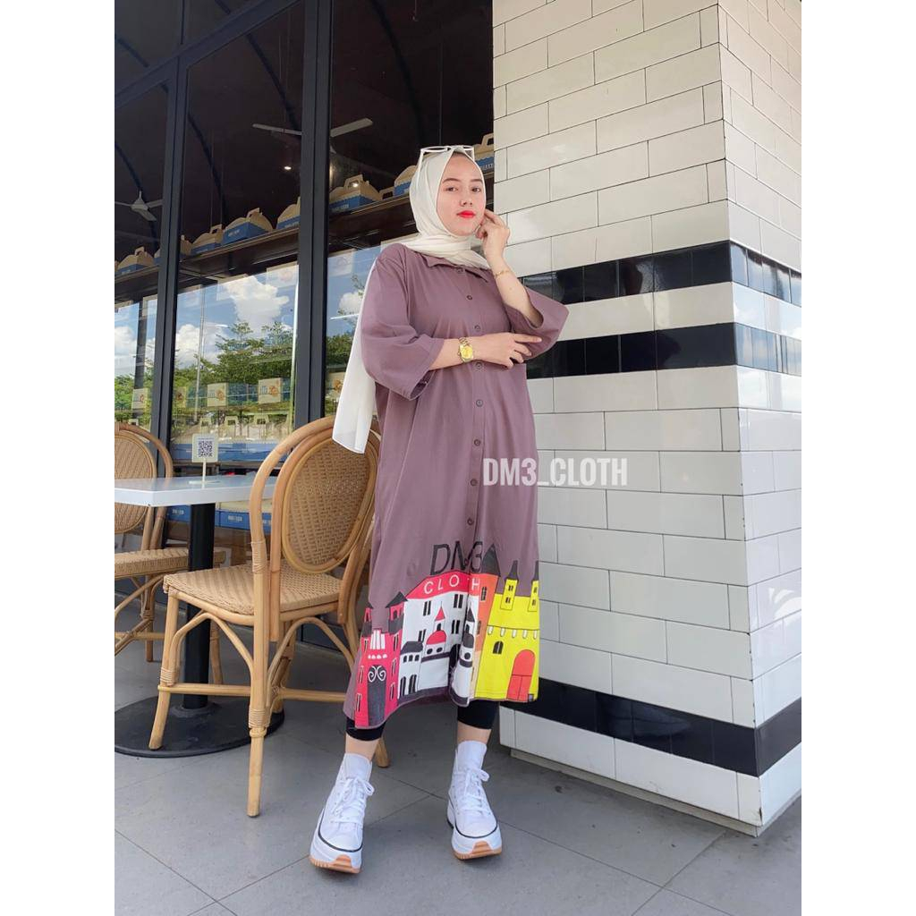 NEW Long Tunik Wanita Kancing by DM3 Cloth Busui Combet Premium 20 S