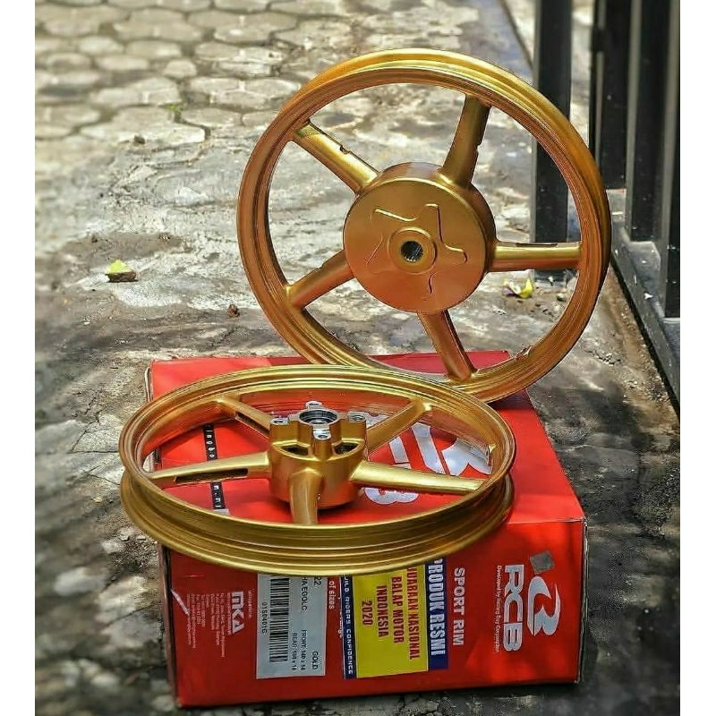 Velg Racing Boy RCB Mio Nouvo Tipe SP 522 Palang 5 Warna  gold Ukuran Depan 14 x 140 Belakang 14 x 1